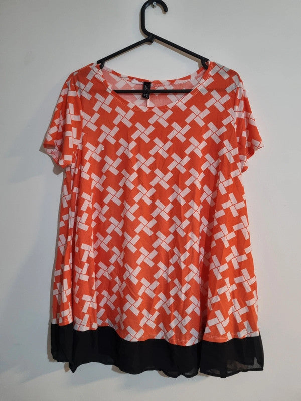 LARGE RED WOMENS TOP WITH WHITE CROSSES
