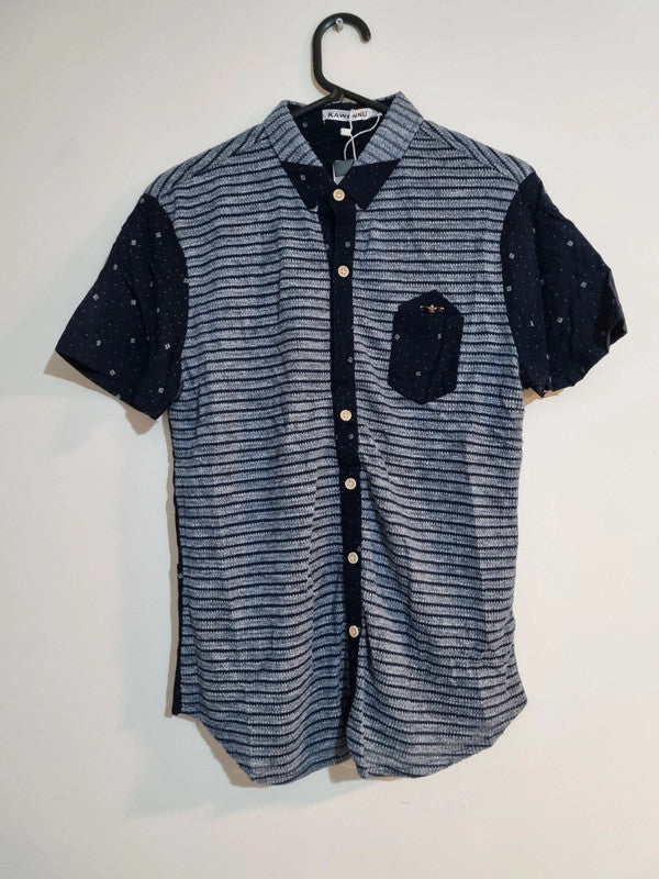 MEDIUM BLUE STYLISH SHORT SLEEVED SHIRT