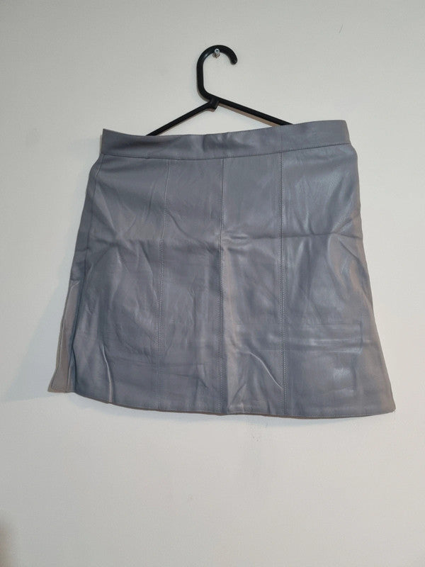 XL GREY FAUX LEATHER SKIRT