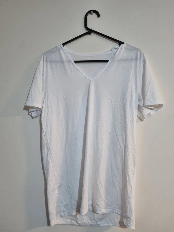 UNISEX LARGE WHITE V-KNECK T-SHIRT