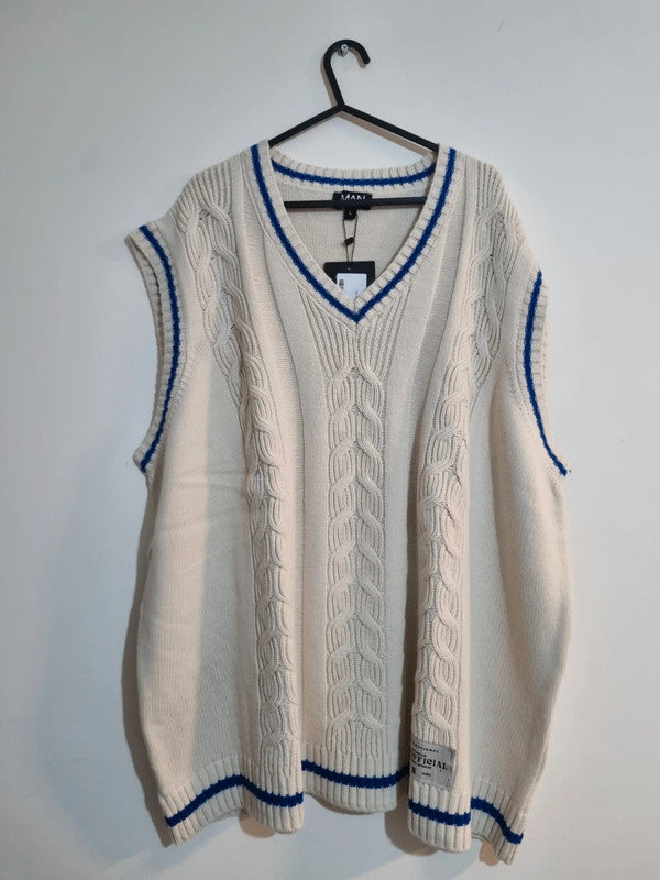 MENS LARGE CREAM BOOHOOMAN SWEATER/VEST