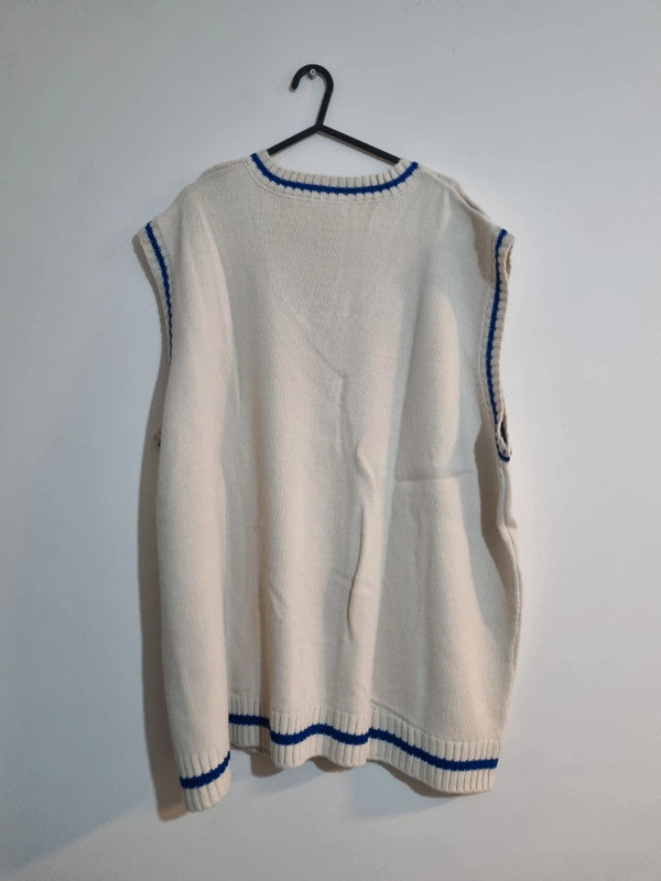 MENS LARGE CREAM BOOHOOMAN SWEATER/VEST