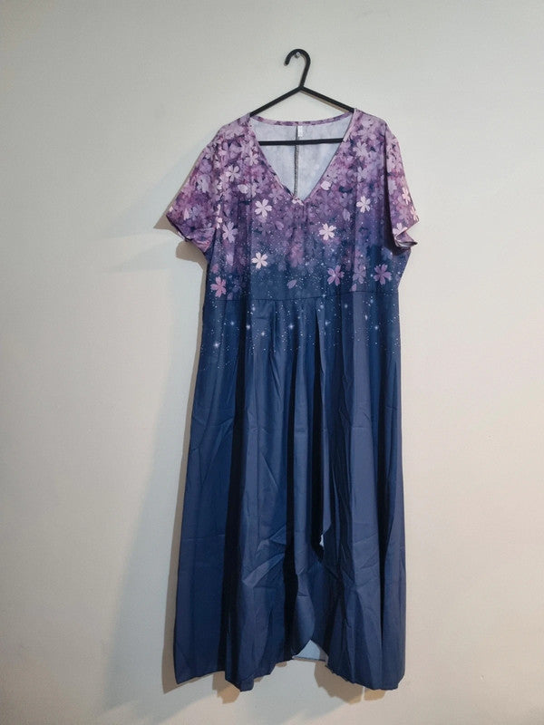 2XL BLUE/PURPLE FLOWER SUMMER DRESS