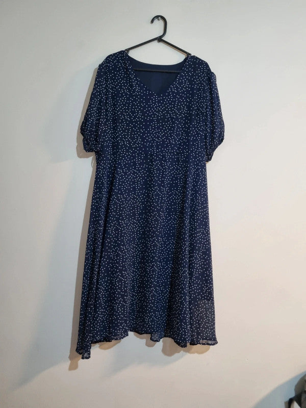 2XL BLUE/WHITE SPOTTED DRESS