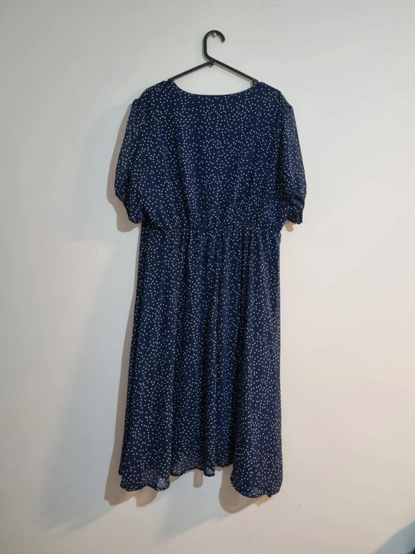 2XL BLUE/WHITE SPOTTED DRESS