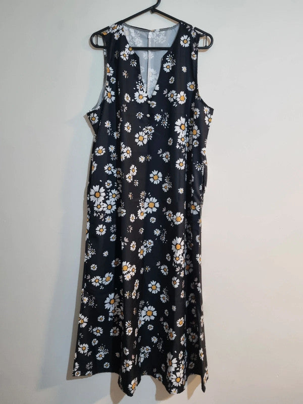 2XL BLACK/DAISY SUMMER DRESS