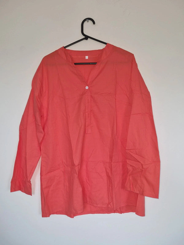 XL ORANGEY/PEACH PLAIN BLOUSE