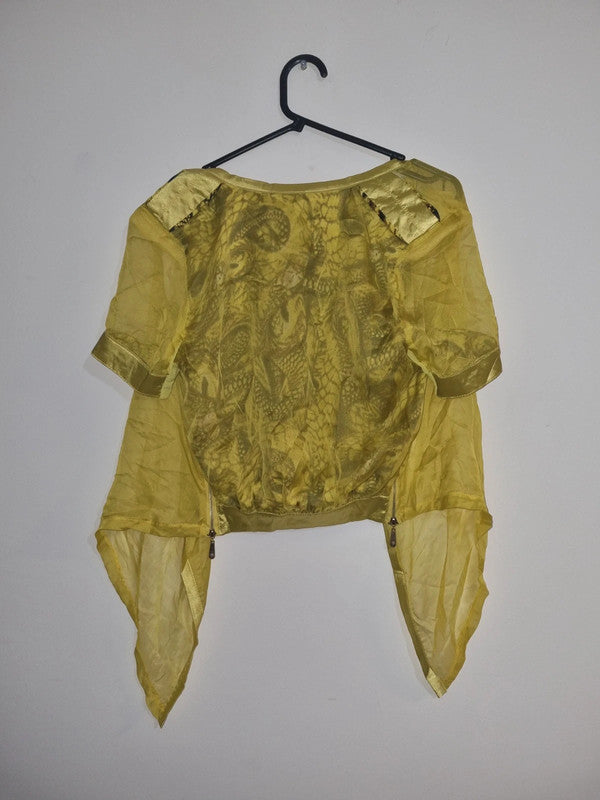 LARGE WOMENS YELLOW SHAWL WITH ARMS