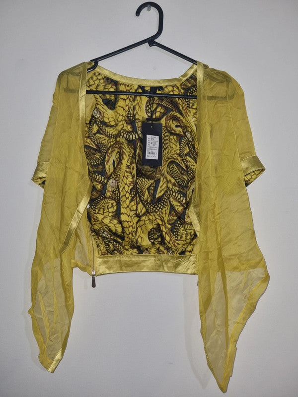 LARGE WOMENS YELLOW SHAWL WITH ARMS