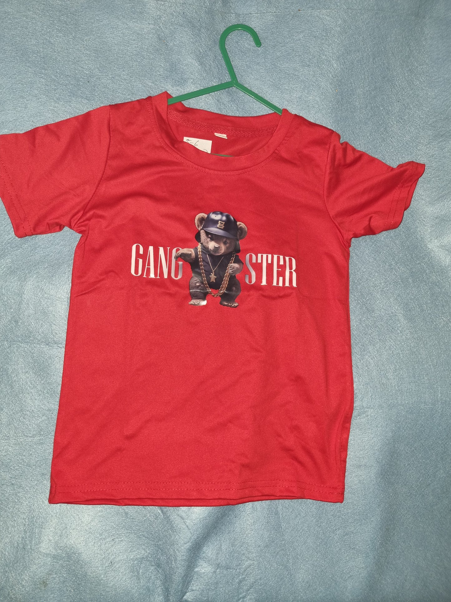 CHILDRENS RED GANGSTER TEDDY T-SHIRT