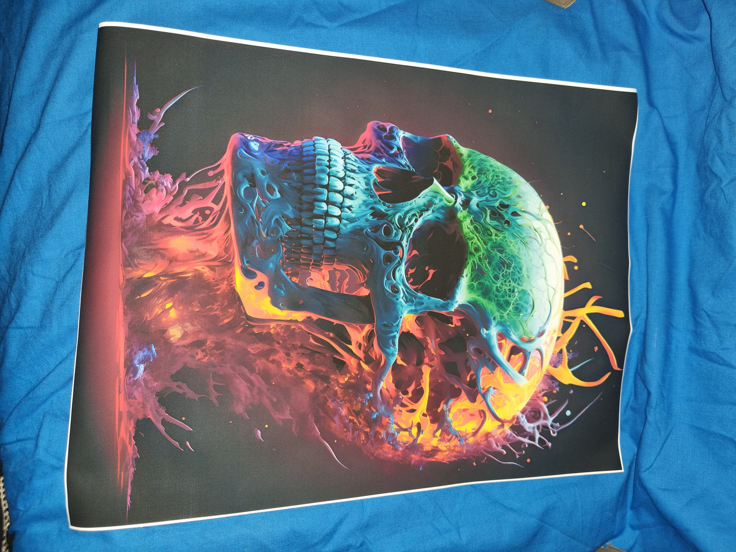 Flaming skull art canvass