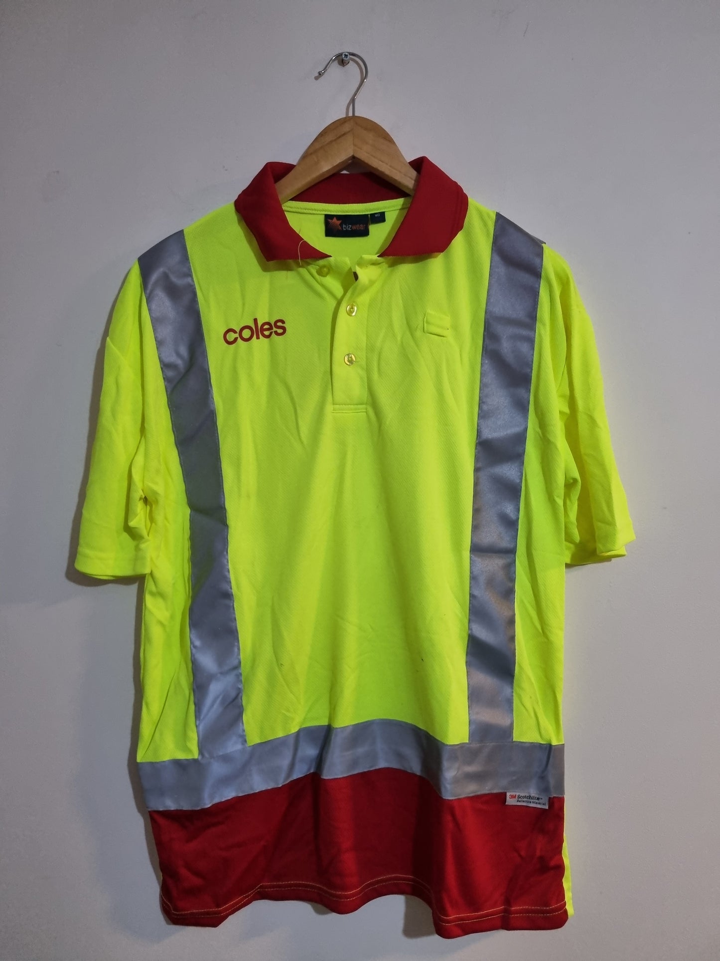 Men's iluminous yellow/red hi-viz polo shirt