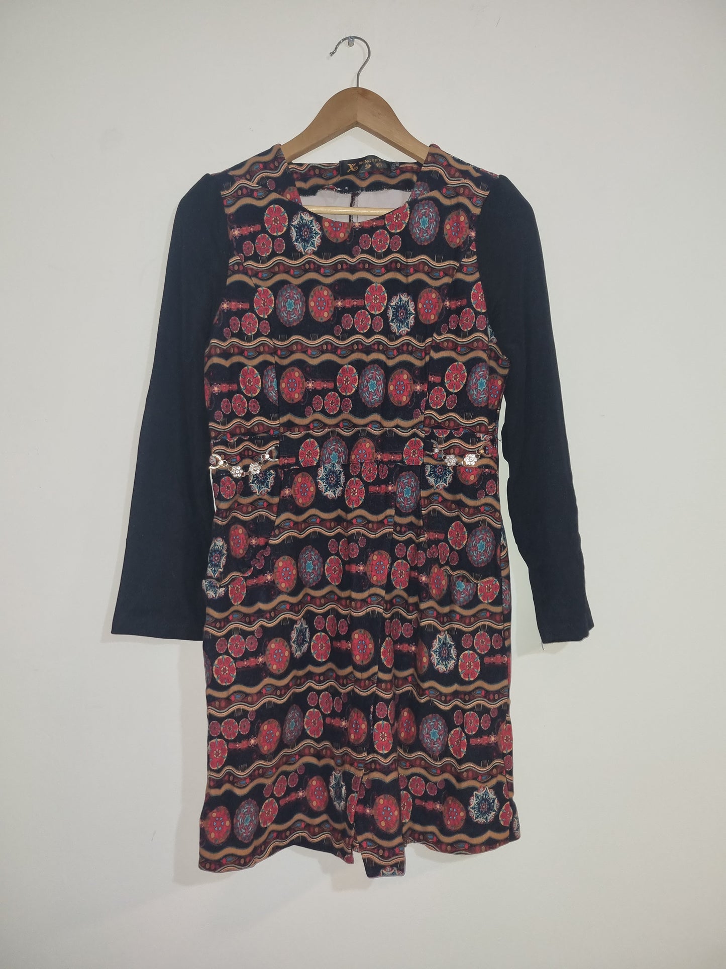 Women's Medium Black/Patterned Dress