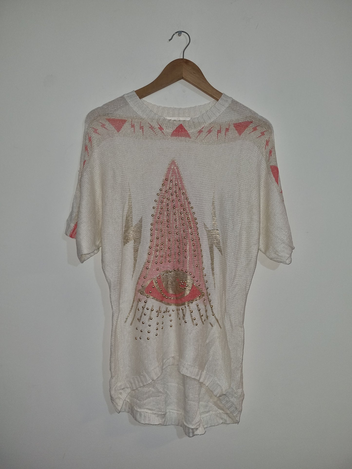 Women's Medium Cream Lightrning Bolt Pattern Sweater