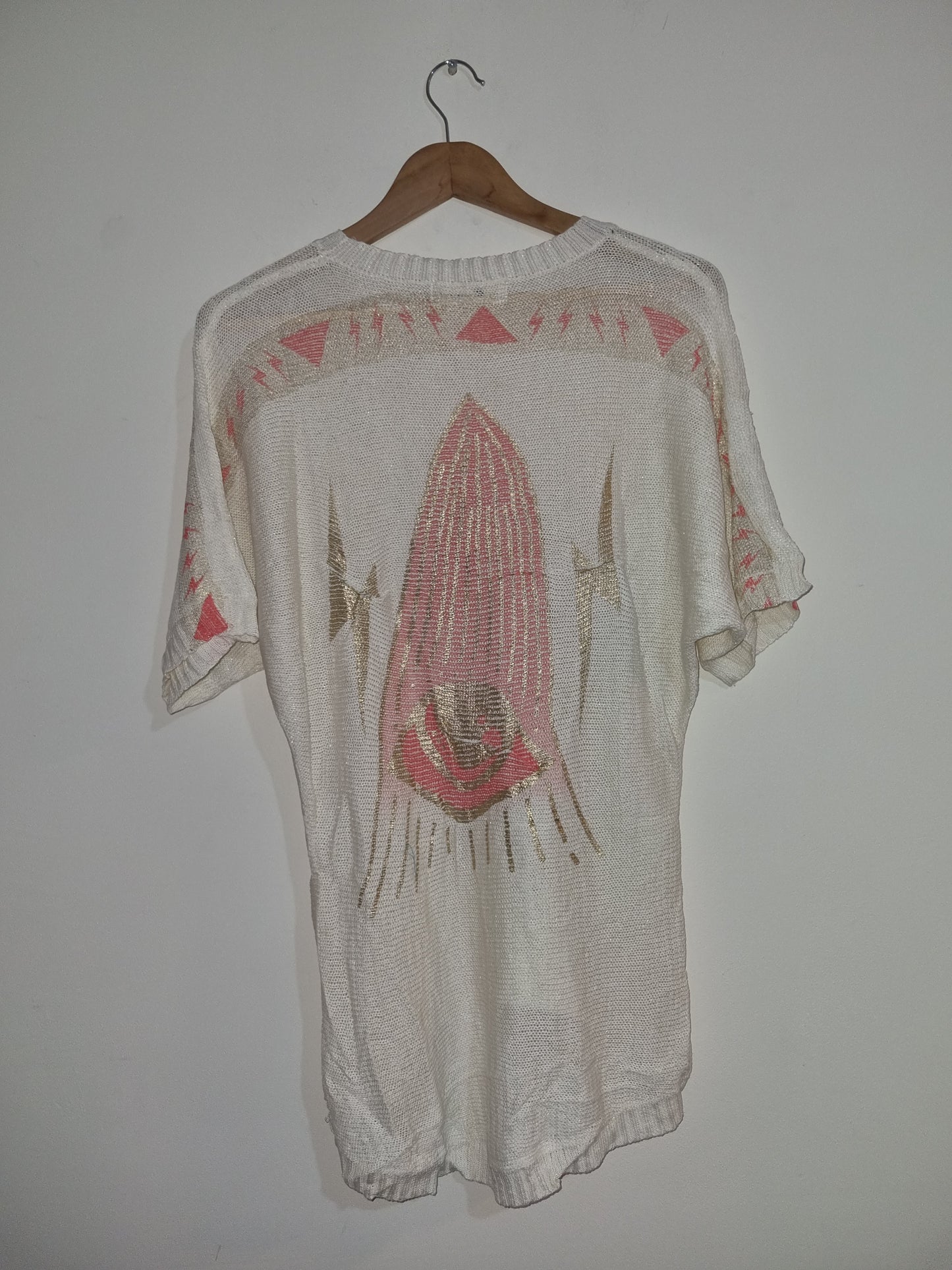 Women's Medium Cream Lightrning Bolt Pattern Sweater