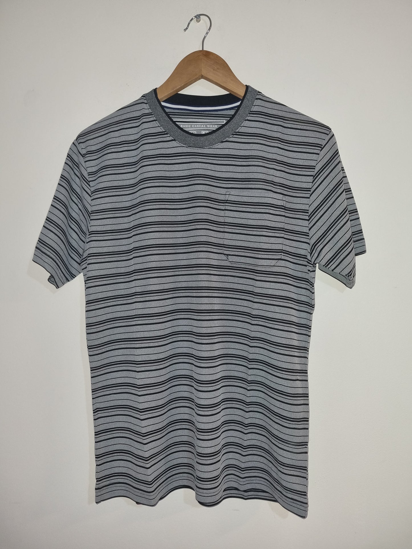 Men's Medium Grey/Black Striped T-Shirt
