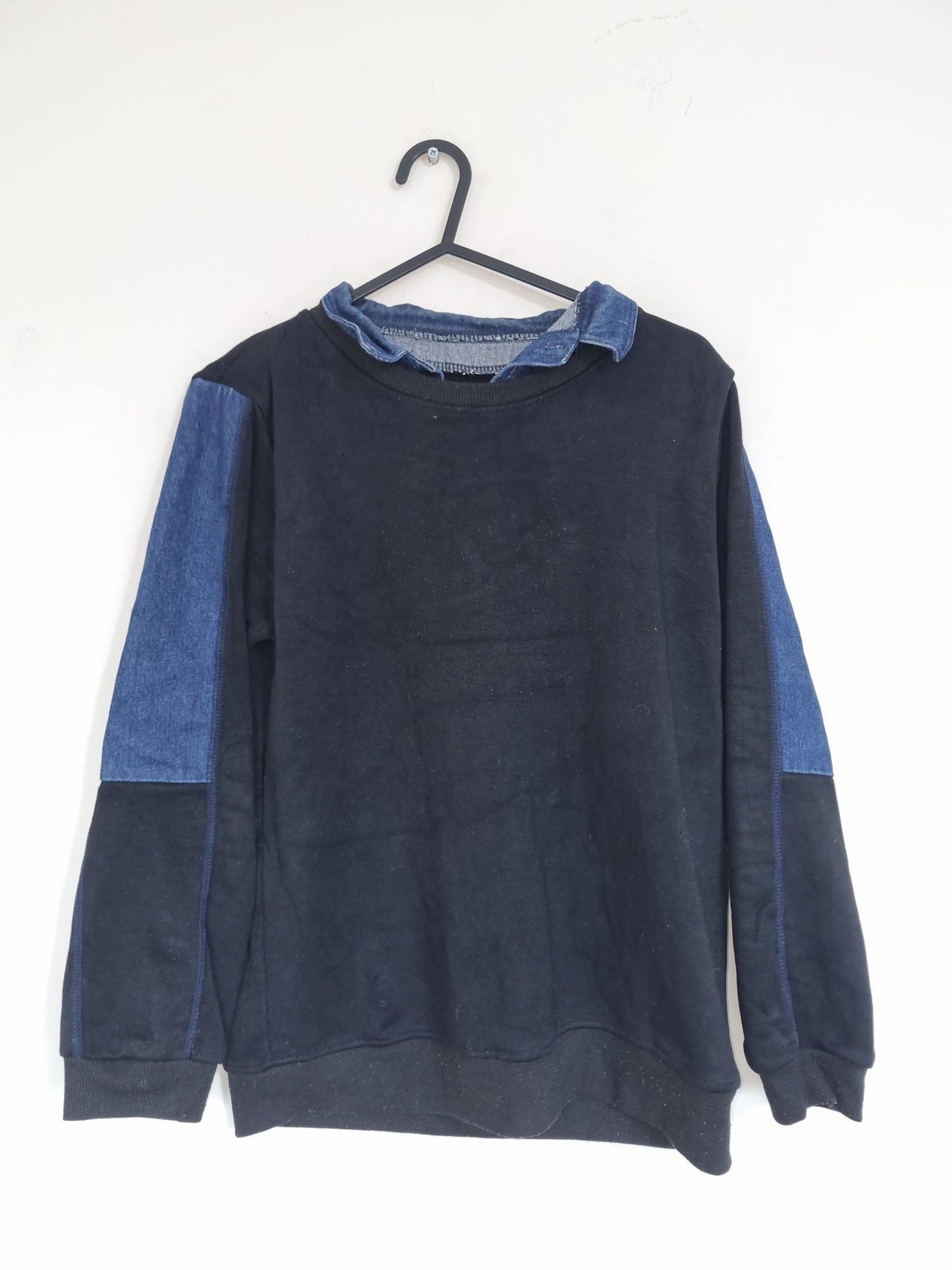 Adult Small Blue/Denim Patch Sweater