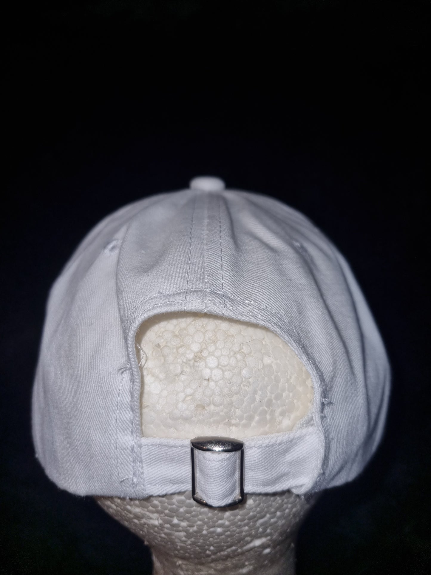 Adults white baseball cap with sad face