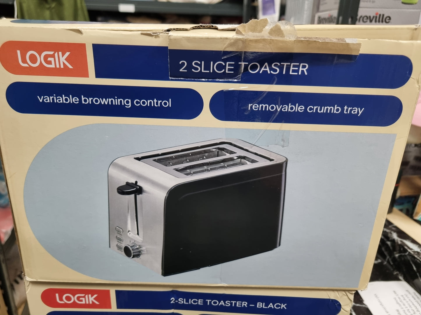 LOGIK - 2 SLICE TOASTER - STAINLESS STEEL/BLACK