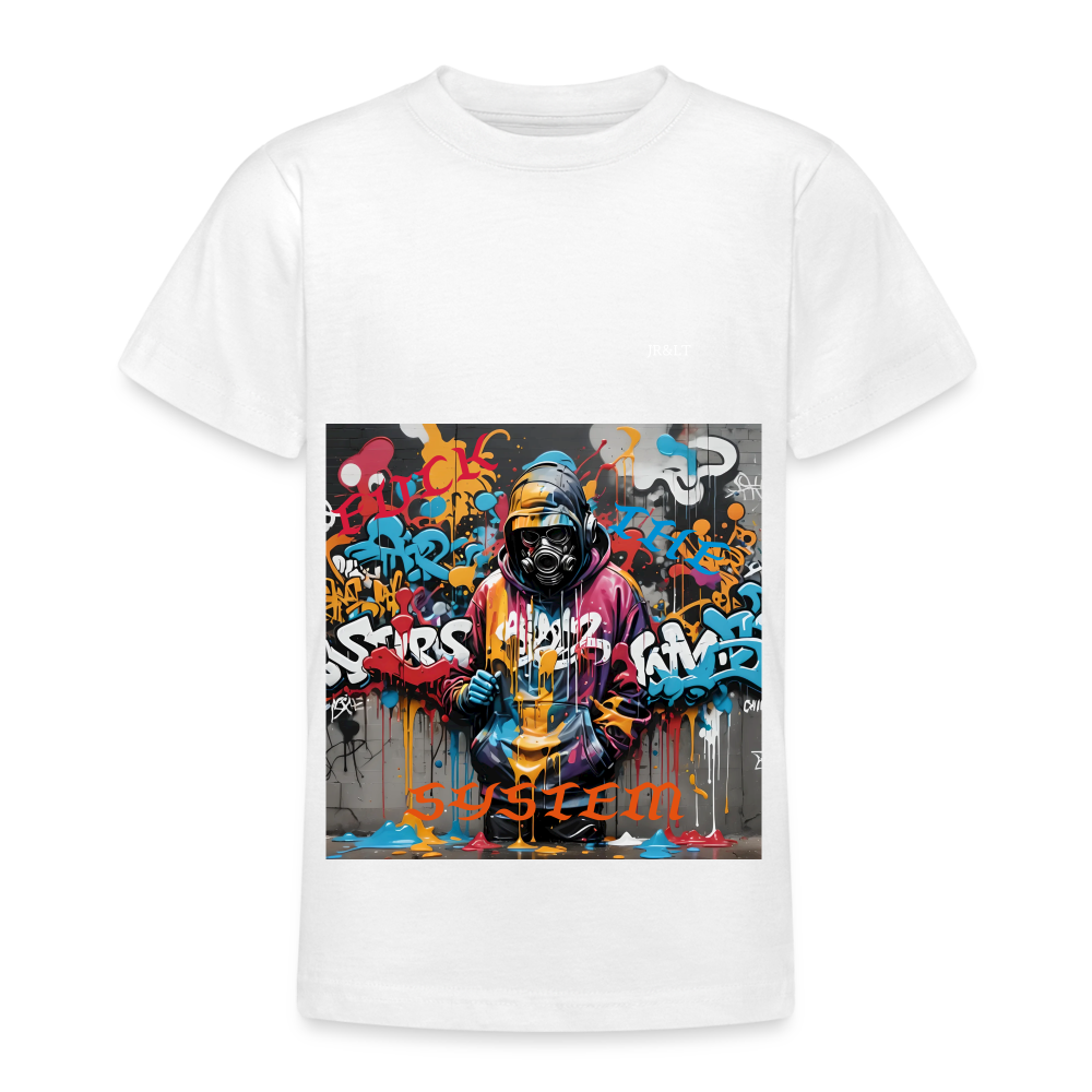 F#*K THE SYSTEM!! TEEN T-SHIRT ( 9 - 14 YRS ) - white