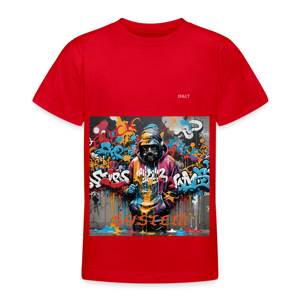 F#*K THE SYSTEM!! TEEN T-SHIRT ( 9 - 14 YRS ) - red