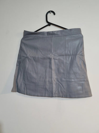 XL GREY FAUX LEATHER SKIRT