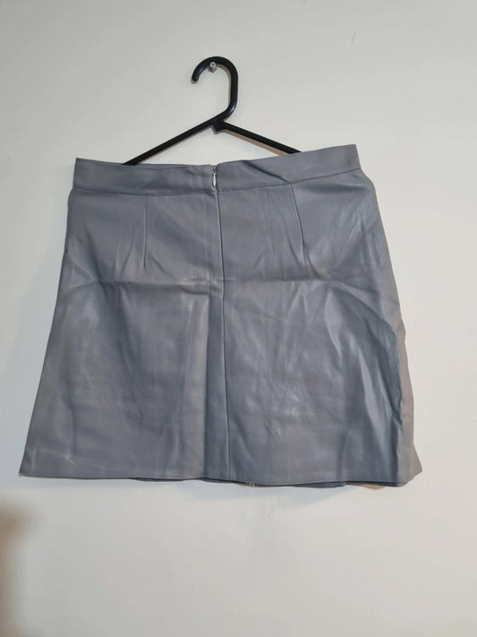 XL GREY FAUX LEATHER SKIRT