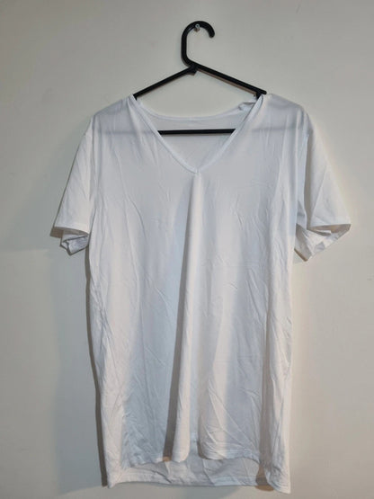 UNISEX LARGE WHITE V-KNECK T-SHIRT