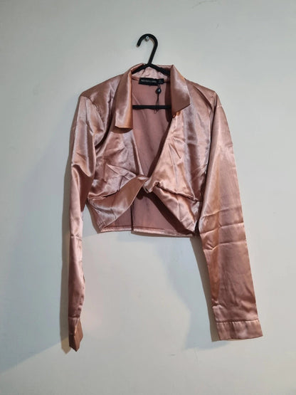 WOMENS SIZE 8 SHIMMER ROSE PRETTYLITTLETHING JACKET