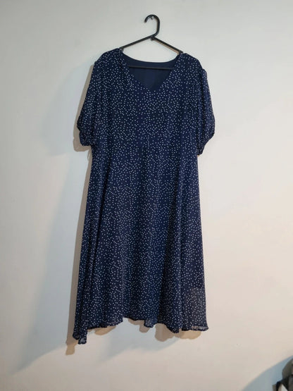 2XL BLUE/WHITE SPOTTED DRESS