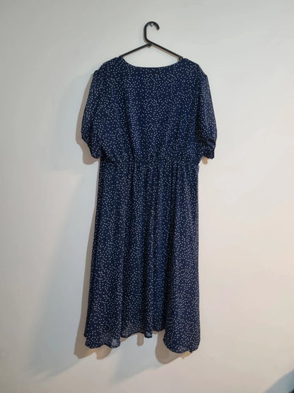 2XL BLUE/WHITE SPOTTED DRESS