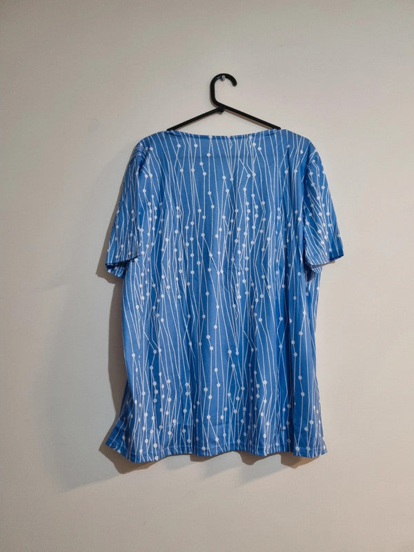 3XL BLUE/WHITE PATTERN BLOUSE