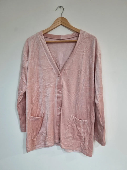 WOMENS L- 2XL PLAIN PINK CARDIGANS