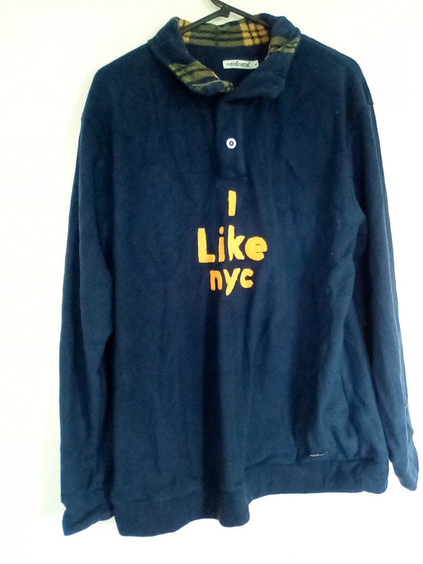 MENS LARGE BLUE I LIKE NYC FLEECE TOP