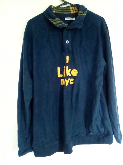 MENS LARGE BLUE I LIKE NYC FLEECE TOP