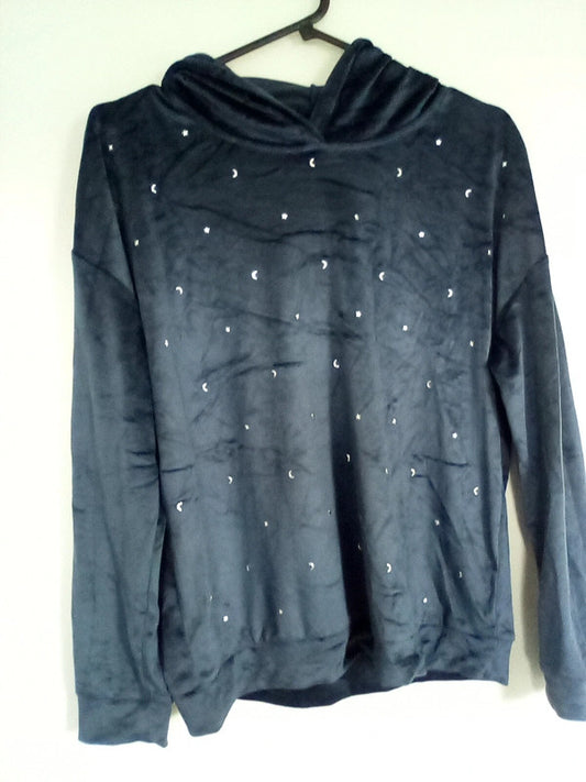 WOMENS DARK BLUE STARS AND MOONS HOODIE AND JOGGERS SET
