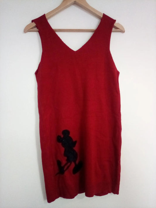 Large women's red mickey mouse knitted vest