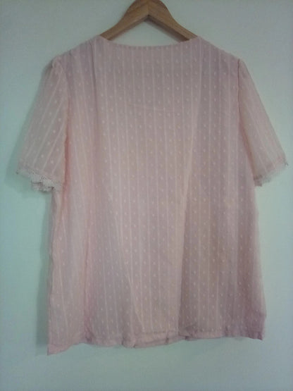 2Xl women's pink short-sleeved blouse
