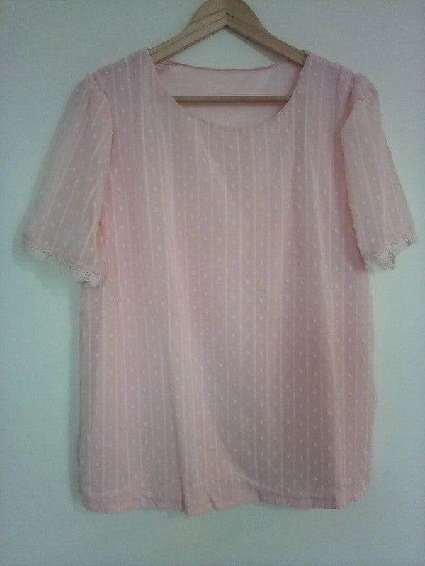 2Xl women's pink short-sleeved blouse
