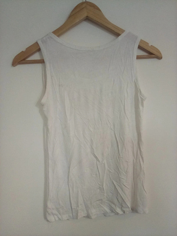 Medium white vest with math/feet