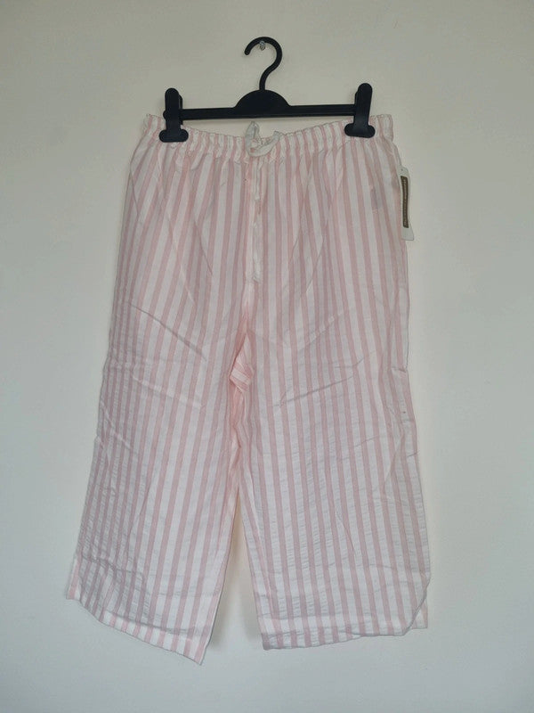 LARGE PINK/WHITE STRIPED PAJAMA STYLE 3/4 BOTTOMS