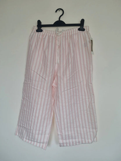 LARGE PINK/WHITE STRIPED PAJAMA STYLE 3/4 BOTTOMS