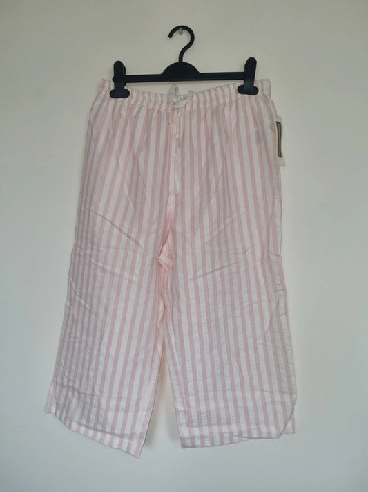 LARGE PINK/WHITE STRIPED PAJAMA STYLE 3/4 BOTTOMS