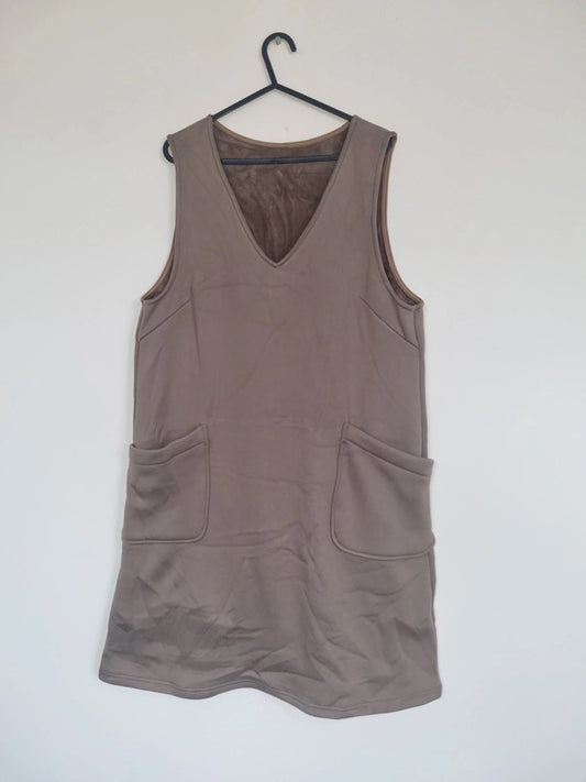 LARGE WOMEN'S BROWN SLEEVELESS THERMAL DRESS