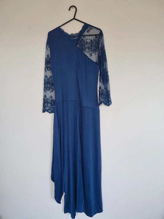 LARGE WOMENS BLUE SEMI LACED DRESS
