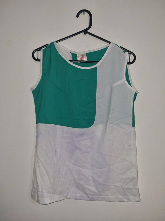 MEDIUM WOMENS SIMPLE WHITE/GREEN VEST