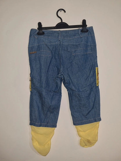 SMALL WOMENS BLUE/YELLOW DENIM LOOK 3/4 LENGTH BOTTOMS