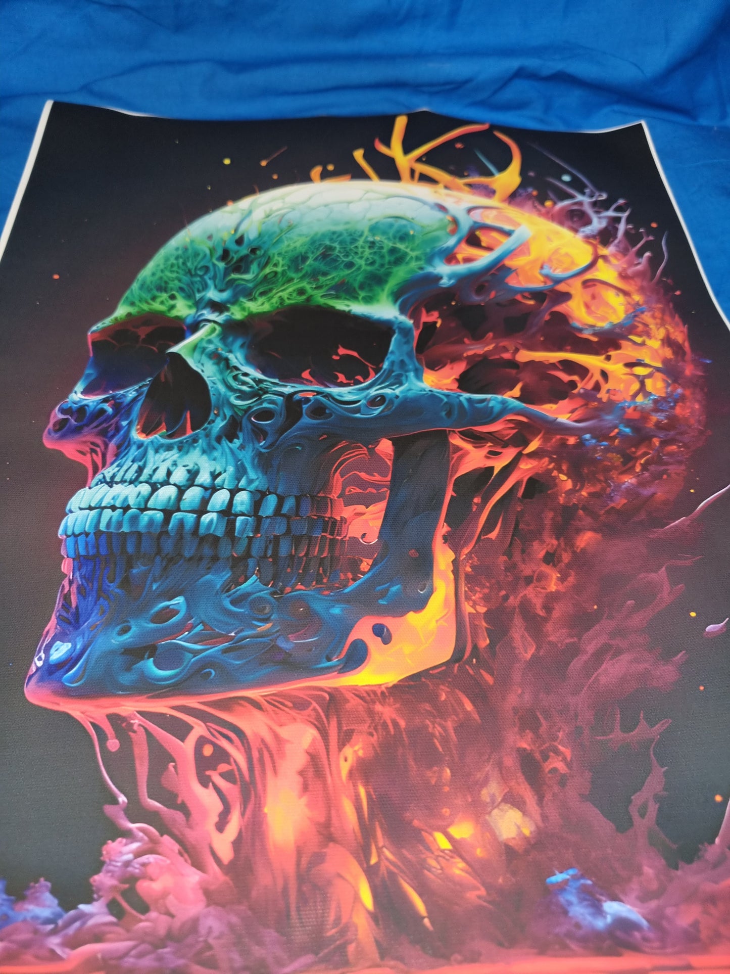 Flaming skull art canvass