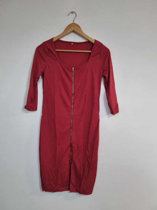 WOMEN'S RED ZIPUP DRESS