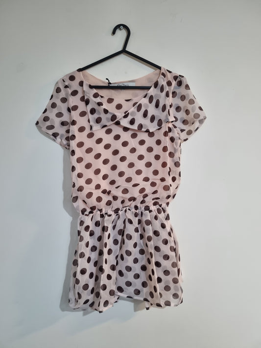 Women's brown/white polkadot dress